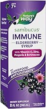 Nature's Way Sambucus Immune Elderberry Syrup, Elderberry extract Vitamin C and Zinc with Propolis & Echinacea for Immune Support*, Gluten Free, Vegetarian, 8 Fl Oz (Packaging May Vary)