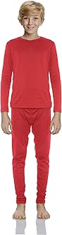 RockyThermal Underwear for Boys Cotton Knit Thermals Kids Base Layer Long John Pajamas Set