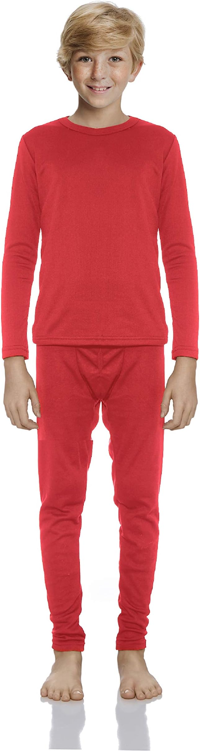 Thermal Underwear for Boys Cotton Knit Thermals Kids Base Layer Long John Pajamas Set