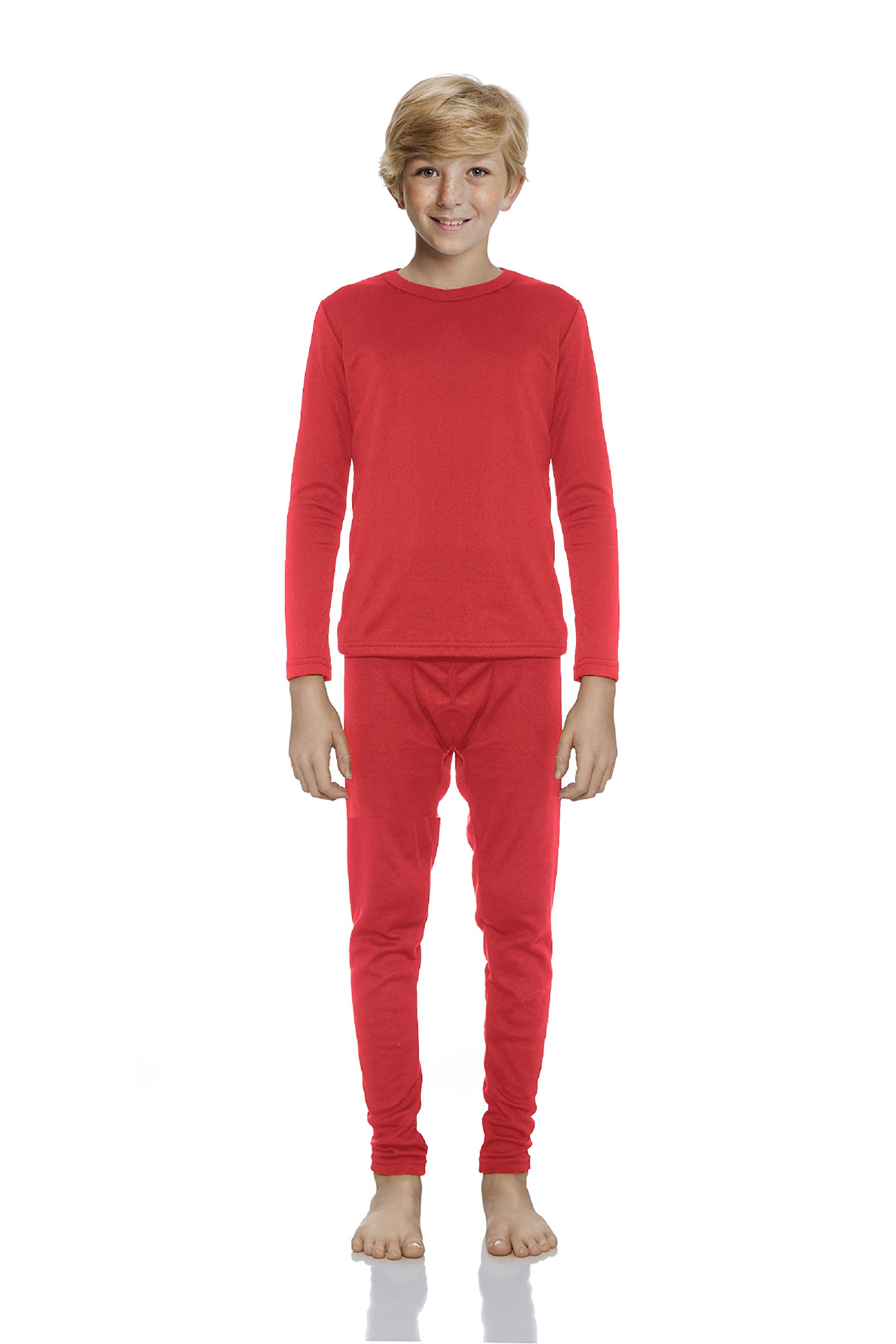 RockyThermal Underwear for Boys Cotton Knit Thermals Kids Base Layer Long John Pajamas Set