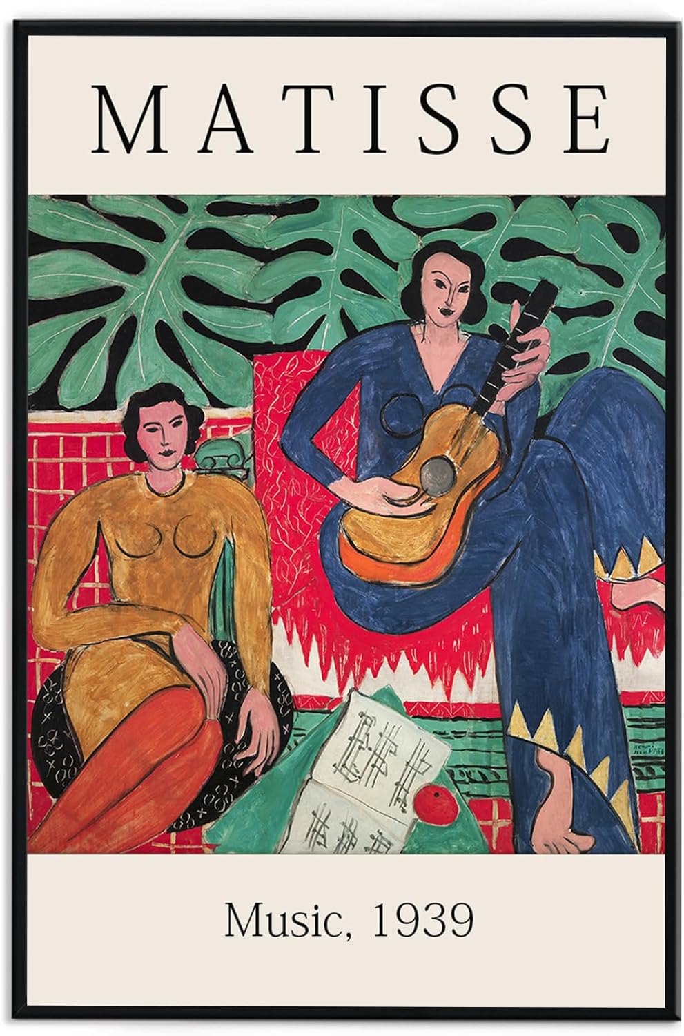 Matisse Wall Art Framed Mid Century Modern Wall Art Decor Aesthetic Pictures - Minimalist Canvas Prints - Gallery Henri Matisse Canvas painting 16"x 24" Black Framed