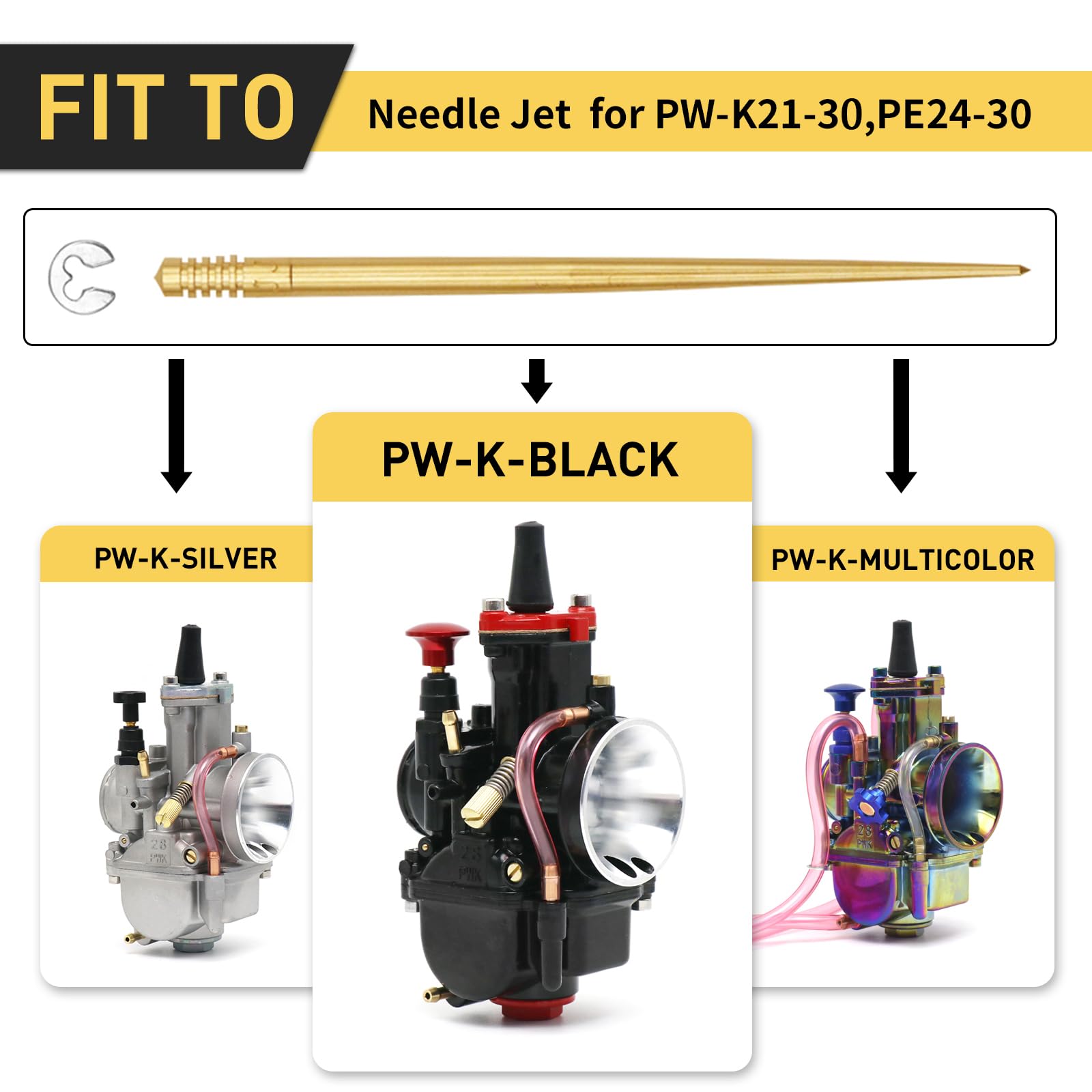 Lot de 10 jets d'aiguille de carburateur pour PW-K21-34, PE24-30, bon pour une accélération fluide et plus rapide, une meilleure maniabilité et une durabilité améliorées du moteur (N427-46)