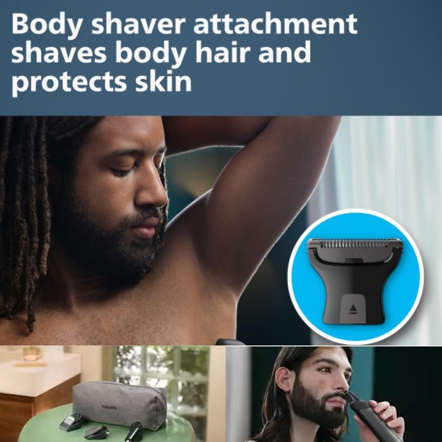 Philips Multigroom Series 9000 24-in-1 Trimmer Beard, Hair & Body Grooming Kit | Precision Trimming Comb, Self-Sharpening Steel Blades, BeardSense Technology, Waterproof, Packaging May Vary - Image 5