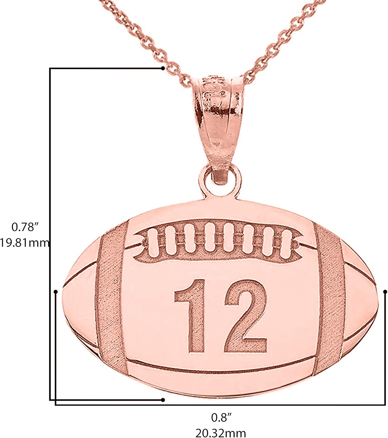 Sports Charms Certified 14k Rose Gold Customized Football Necklace with Your Name and Number