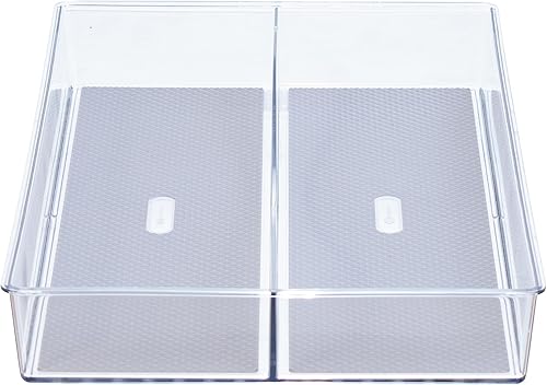 Miniatura 4 de Glad Organizador de cajones, 15 x 9 pulgadas, bandeja de almacenamiento de plástico transparente dividida para cajones de basura, utensilios de