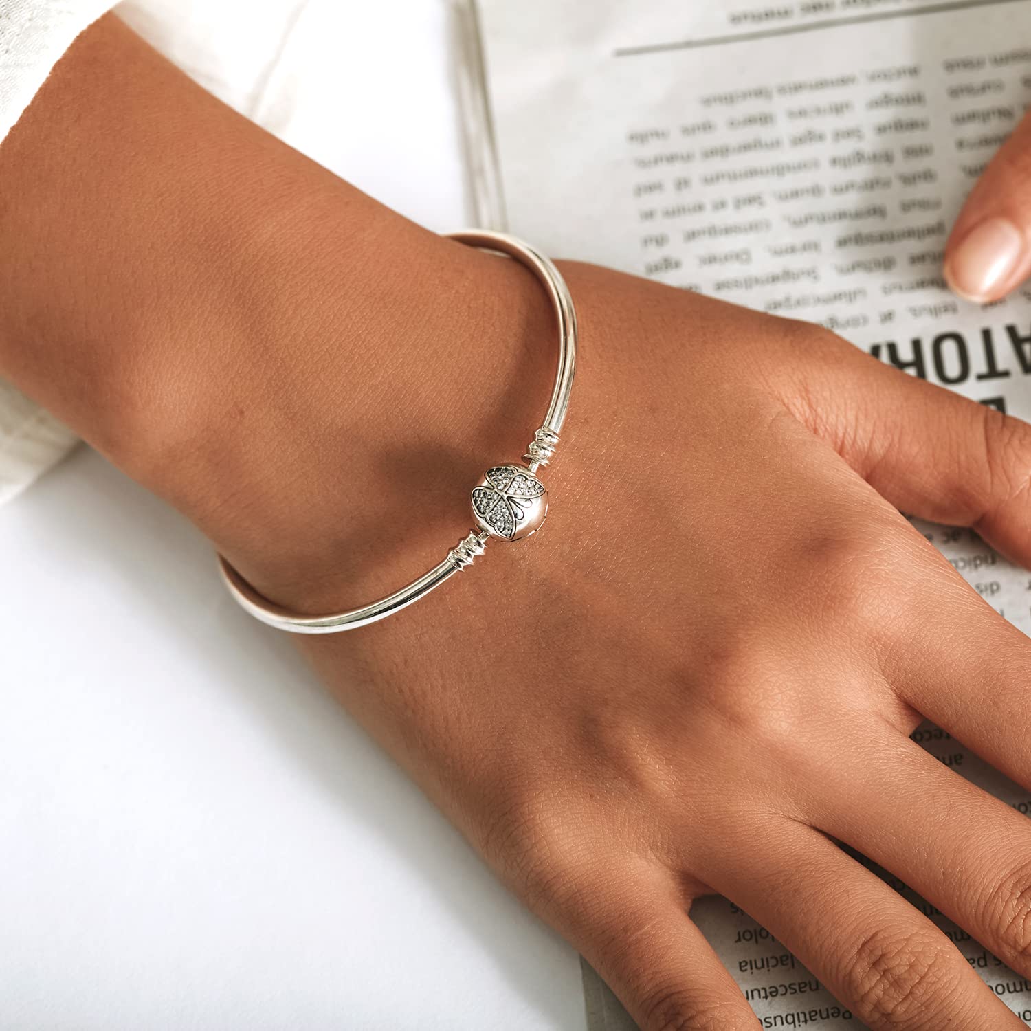 Braccialetto di Base in Argento 925 con Farfalla abbagliante per Regalo di Gioielli in Argento da Donna