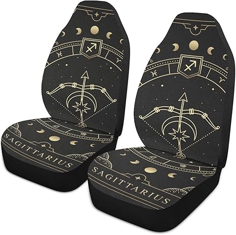 Zodiac-symbol-sagittarius2 Front Car Seat Covers Set of 1, Bucket Seats Protector Decor Fit Most Vehicle, Cars, Sedan, Truck, SUV, Van