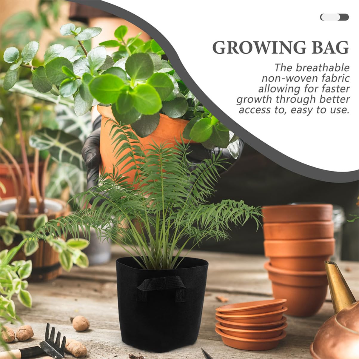 ibasenice Bolsas de Cultivo para Vegetales y Plantas, 5 Unidades, Tejido No Tejido, Asas Cómodas, Macetas de Jardín Capacidad de 10 Galones