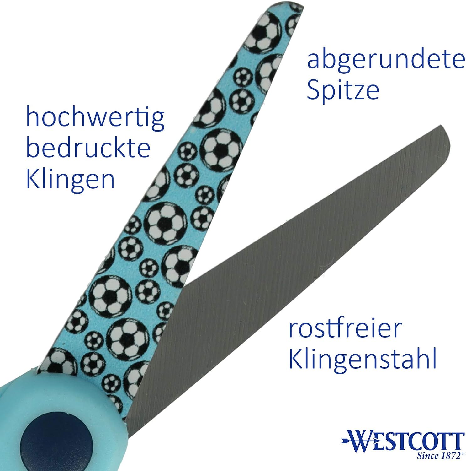 Westcott Softgrip Children's Scissors Football Motif Scissors for Children with Ergonomic Handle and Rounded Tip Craft Scissors for School and Household E-21561 00 - Image 4
