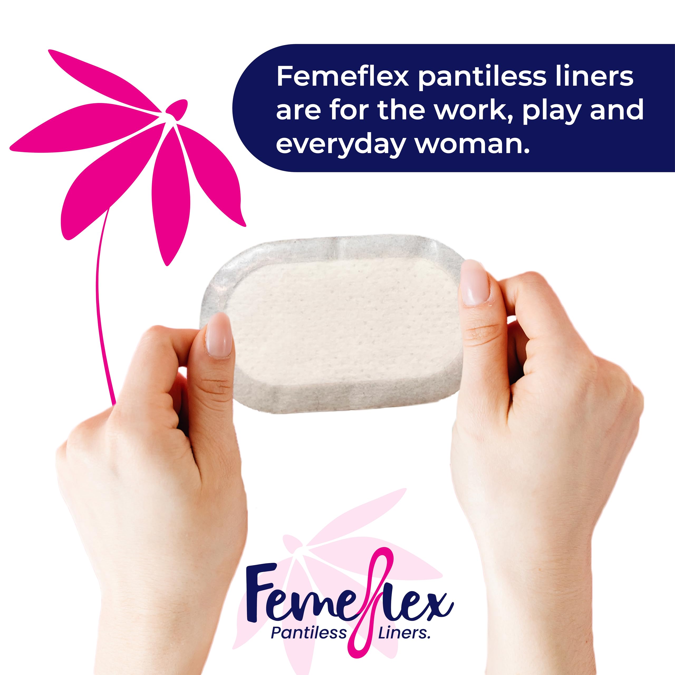 Femeflex Pantiless Panty Liners - Trial Pack (2 Count) Discreet|Compact|One Size Fits All|Wear All Day|Incontinence Support|Slight to Moderate Urine Leakage| No Panties No Problem