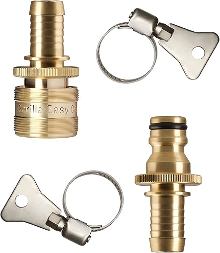 Kit de reparación de manguera de jardín con accesorios integrados de conexión rápida para reparación de empalmes en línea de manguera de agua de 58