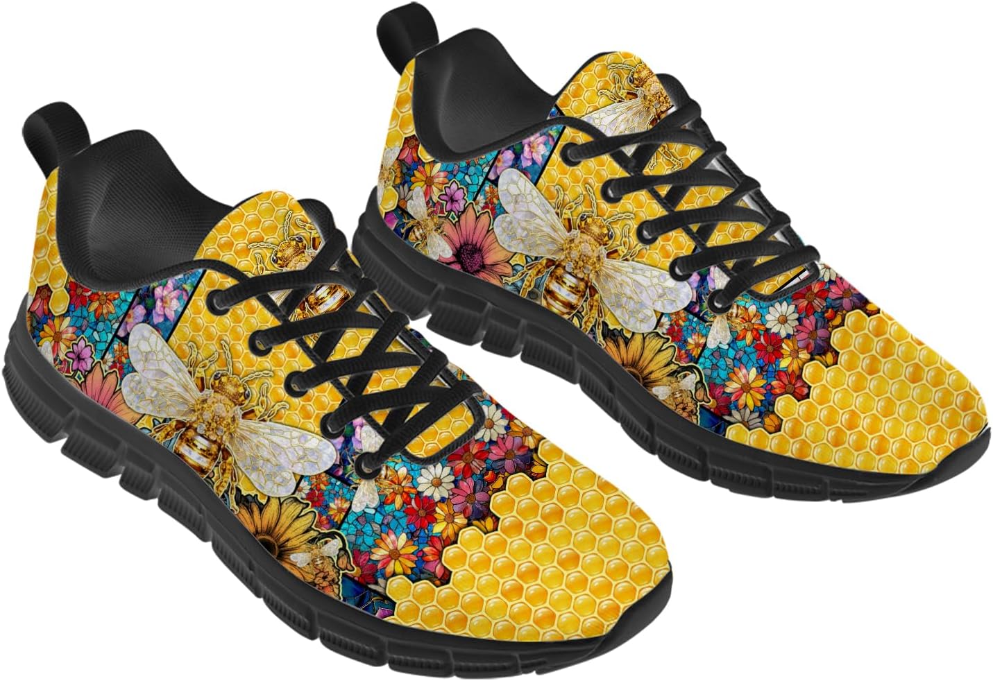 Bee Shoes for Women Men Running Shoes Yellow Walking Sneakers Tennis Shoes Gifts for Women Men