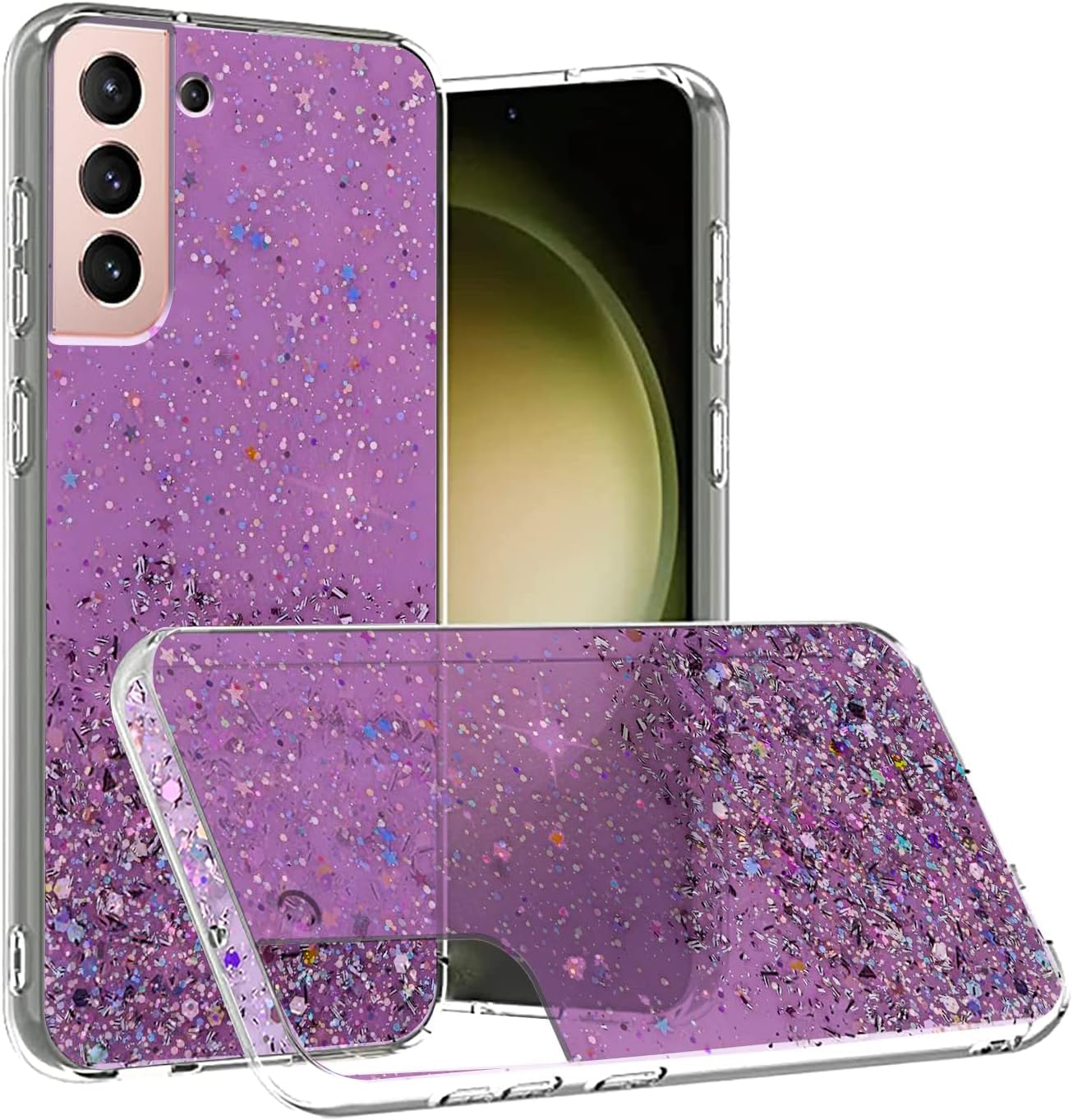 VONZEE® Glitter Case Compatible with Samsung Galaxy S21, Non Moving Glitter Stars Cover Soft TPU + Hard PC Bumper Bling Cover for Women Girls Protective Shockproof Phone Case (White) (B0D9667CW5) Amazon Price History, Amazon Price Tracker