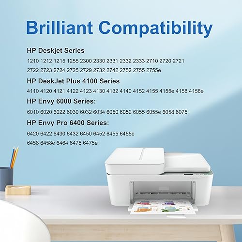 Miniatura 2 de 67XL - Cartuchos de tinta negros de alto rendimiento para HP Ink 67 HP 67XL para HP DeskJet 2700 2700e 2755 2755e 4155 4155e, Envy 6055e 6055e 6455e