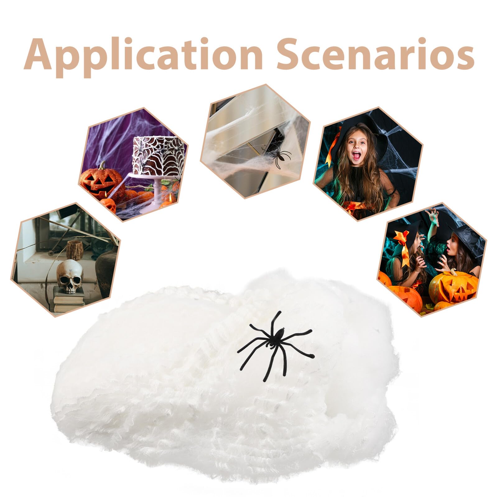 Toyvian Decorazione Ragnatela Elastica per Halloween con Ragni di Plastica Fosforescenti Rete per Catturare Ragnatele 300G Decorazioni Spettrali per Interni ed Esterni Allestimenti per