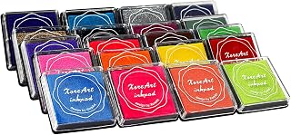Finger Washable Ink Pads for Kids, Non-Toxic, 20 Color DIY Rainbow Craft Ink Pads for Rubber Stamps, Paper, Wood Fabric, Best Gift for Kids (Pack of 20)