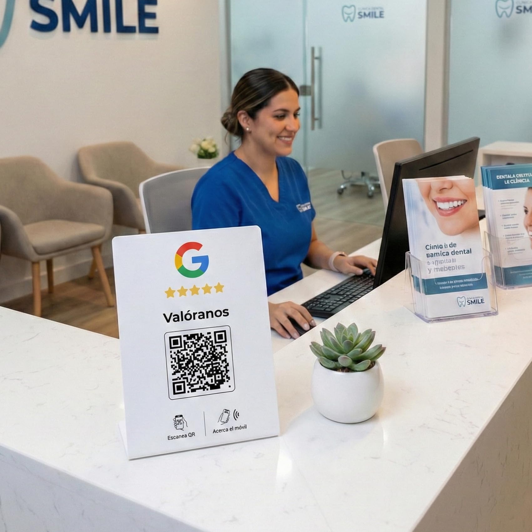 Pack Placa Reseñas en Google NFC y QR + 2 Tarjetas NFC Reseñas en Español | Incluye APP para Responder Reseñas con IA