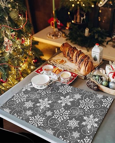 Vista 490 de Juego de 6 manteles individuales rojos para el día de San Valentín, diseño de corazón de San Valentín, resistentes al calor, lavables, manteles