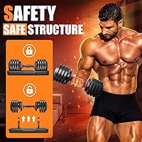 Vista 4 de VEICK Mancuerna ajustable de 25/55 libras con mango giratorio antideslizante, peso de ajuste rápido para hombres y mujeres, equipo de ejercicio