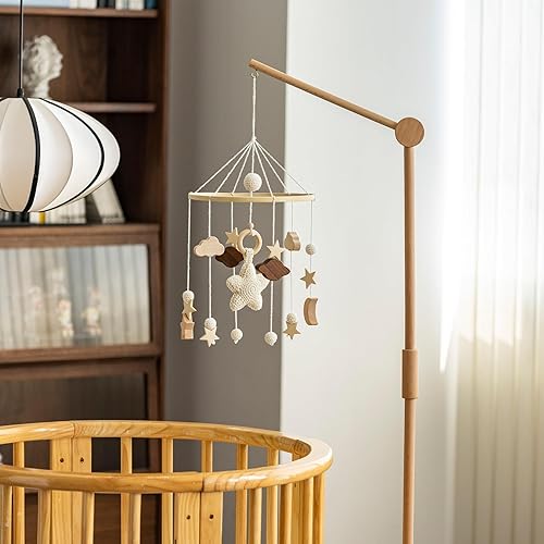 Miniatura 5 de Brazo móvil de madera para cuna de pie Pro de 61 pulgadas para el cuarto del bebé, colgador móvil móvil para bebé con fuerte accesorio antidumping,