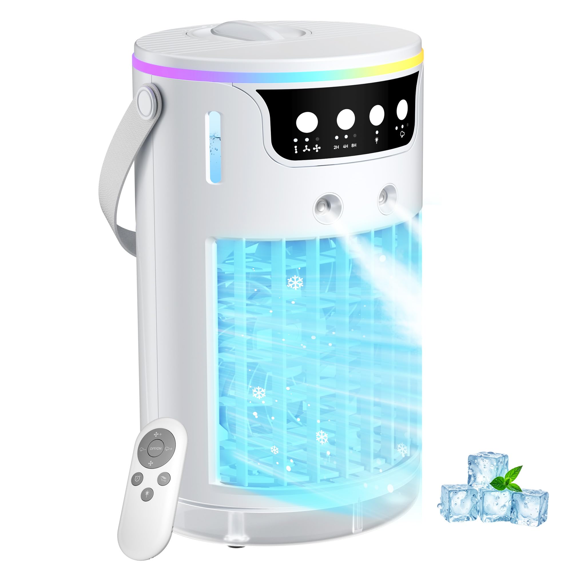 Portable Air Conditioners Fan, 1200ML Personal Evaporative Air Cooler with Water Tank, Ice Cooling Fan, Mini Desk Swamp Cooler for Bedroom, Office, Dorm, Home