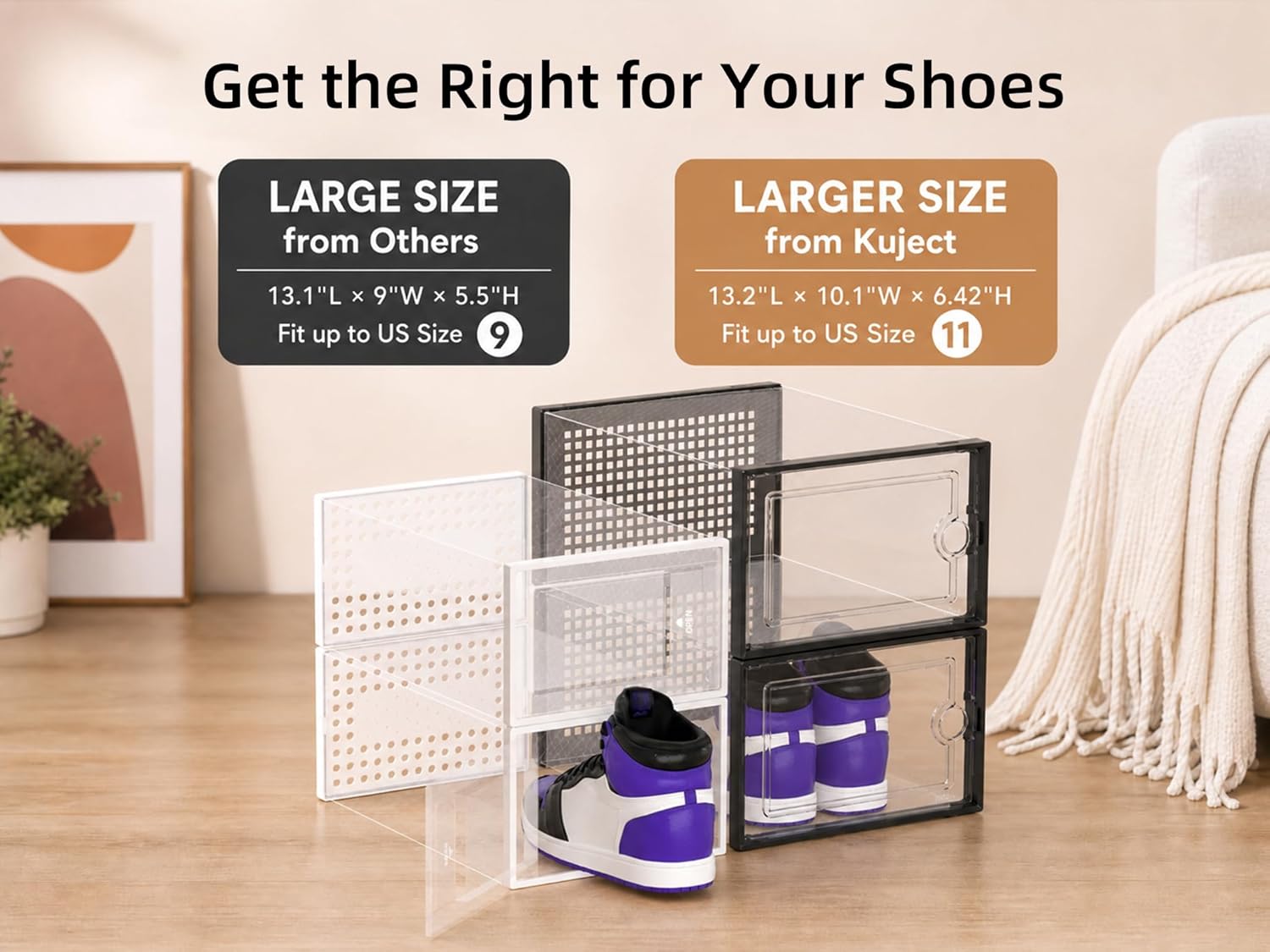 Kuject X-Large Shoe Storage Boxes 12 Pack