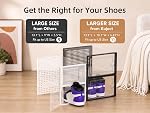 Kuject X-Large Boîtes de chaussures Organisateurs Fit US Taille des femmes 12 / Taille des hommes 11 | Extra-haut 6.42", En plastique transparent, boîte de chaussures empilable pour entrée, placard, sous le lit, remplacement de la raquette,12 Boîte noire