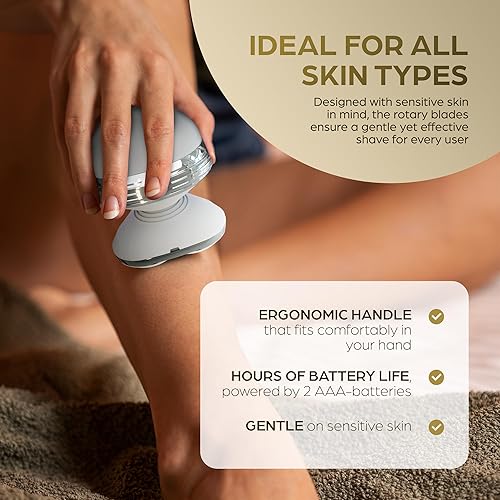 Miniatura 4 de Perry Ellis Maquinilla de afeitar giratoria 3D para mujer, afeitadora eléctrica para piel sensible, 3 cabezales giratorios con luz guía LED,