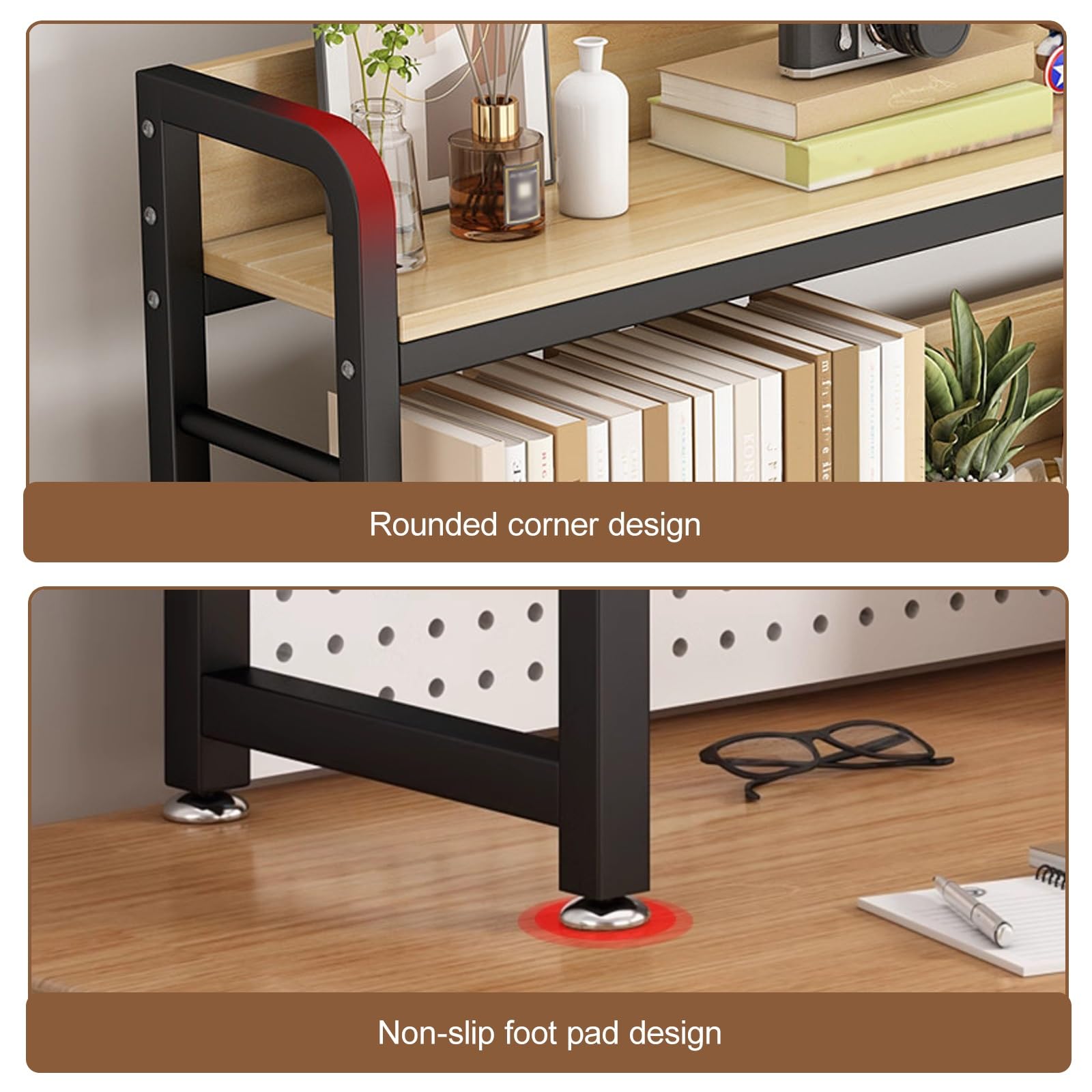 Dwupoziomowy organizer biurkowy – stojak do przechowywania w pozycji stojącej, organizer na biurko, półka na książki, do domu, gabinetu, biura (biały C, 136 cm