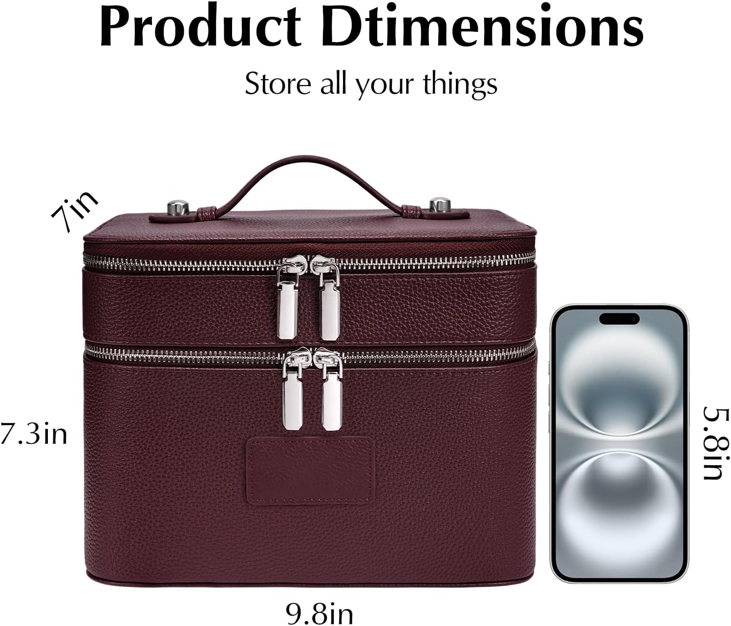 Makeup Case, Large Capacity Leather Makeup Bag for Women,Large Capacity Waterproof Double Leather Cosmetic Case,Removable Compartment Travel Organizer