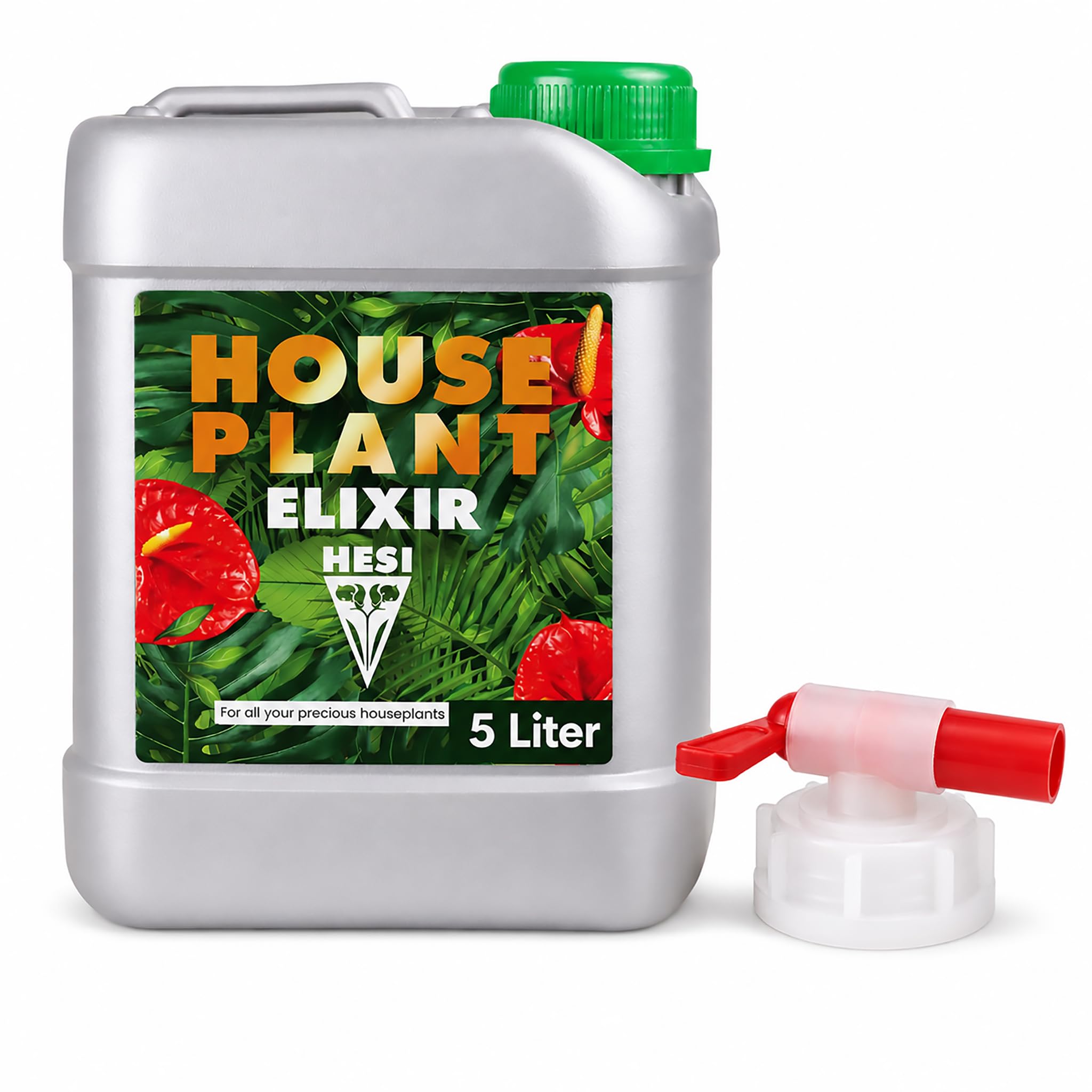 HESI House Plant Elixir 5 Liter + HESI Auslasshahn | Zimmerpflanzen-Grow-Dünger Flüssigdünger Pflanzenpracht