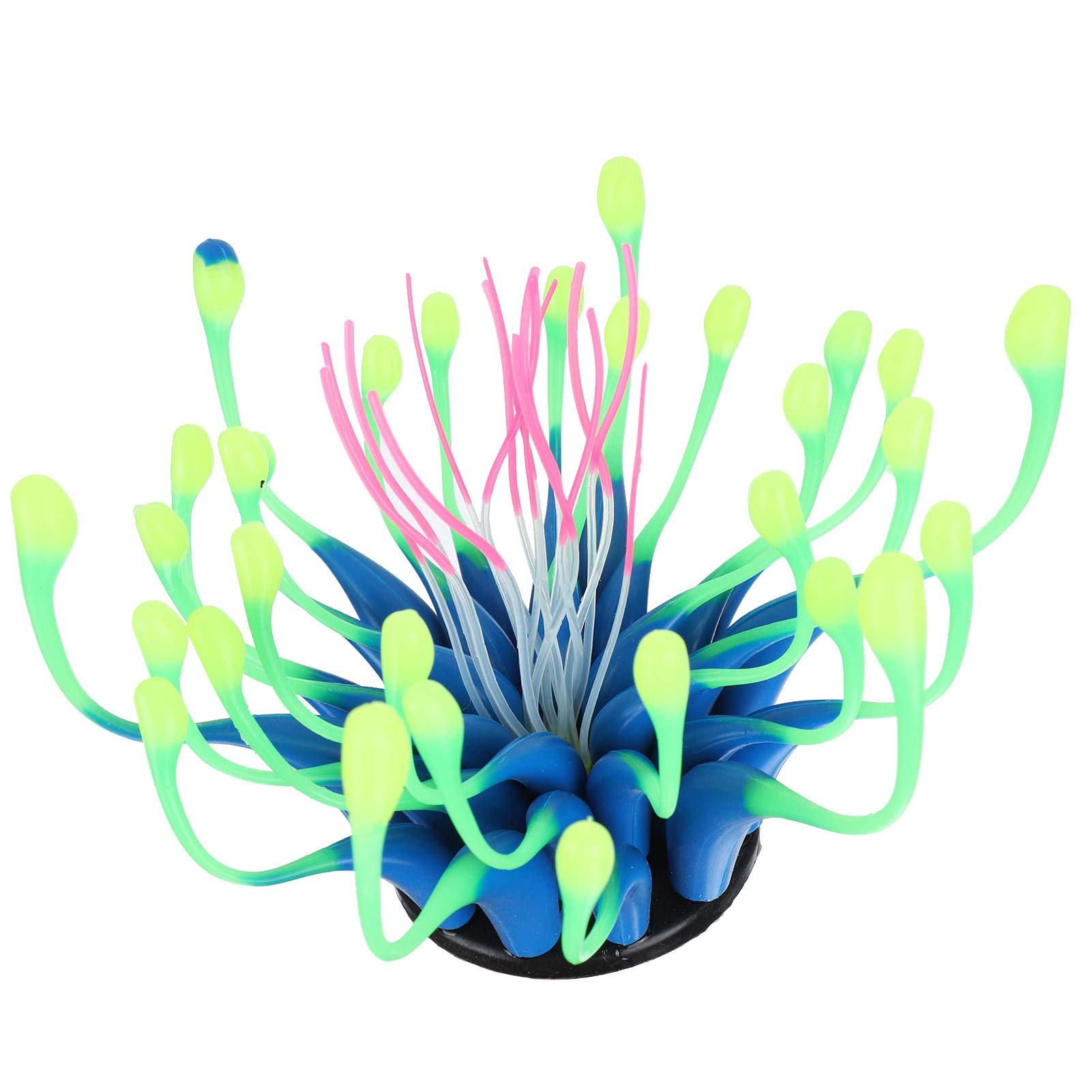 Efecto Brillante Decoración de Plantas de Coral Artificial Corales de Silicona Suave Simulación Planta de Acuario Pecera Decoración de Paisaje Adornos(Azul)