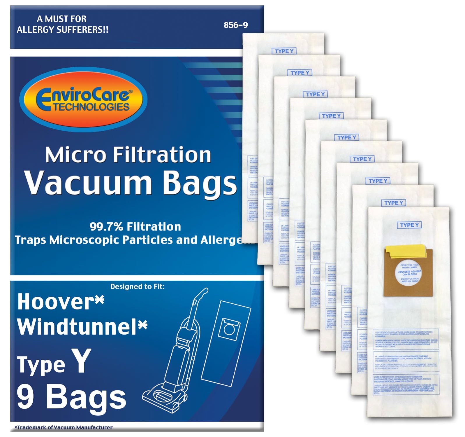 Sac Hoover Type Y EnviroCare de qualité supérieure pour aspirateur vertical
