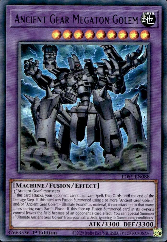 LDS1-EN088 1st Edition Ancient Gear Megaton Golem Green Ultra Rare Trading Card