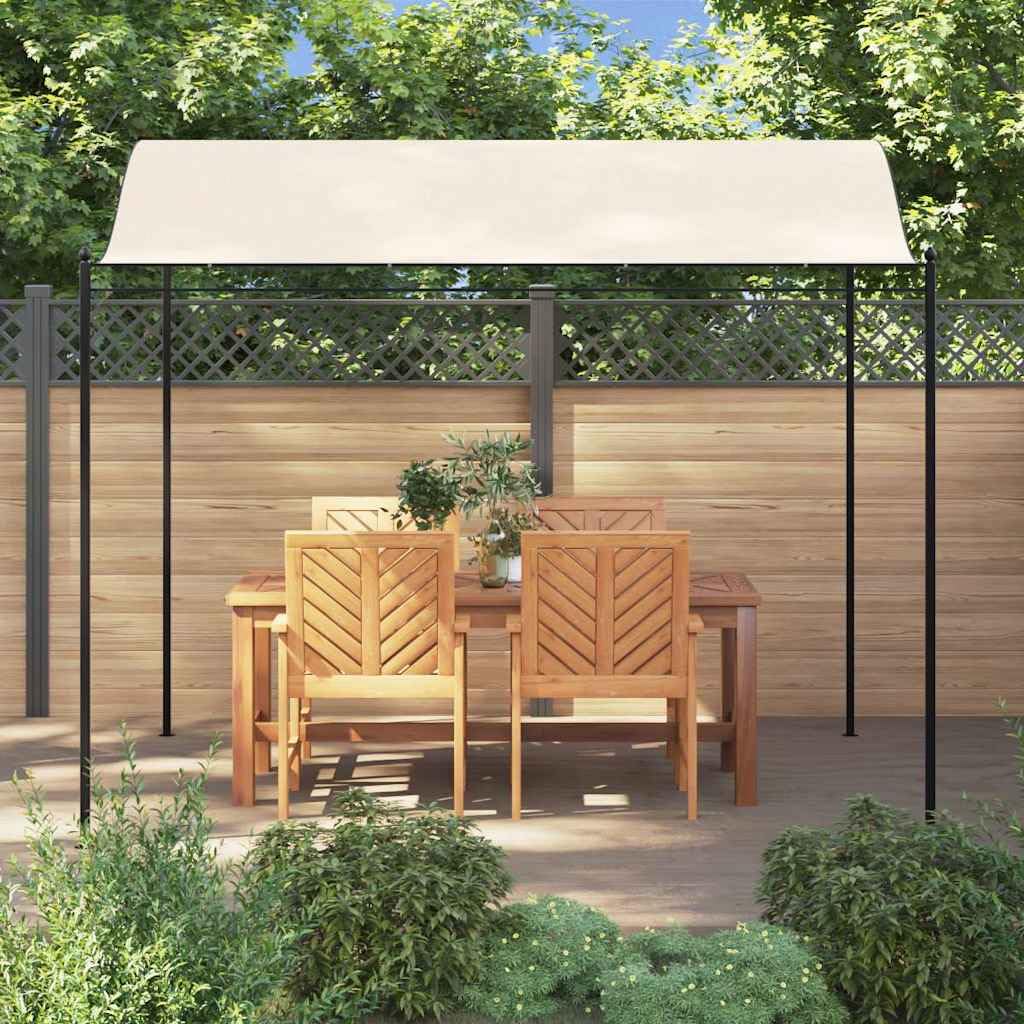 Gazebo in tessuto bianco crema con robusto telaio in acciaio e tetto in poliestere per protezione solare e comfort durante feste di famiglia, barbecue, picnic, campeggio