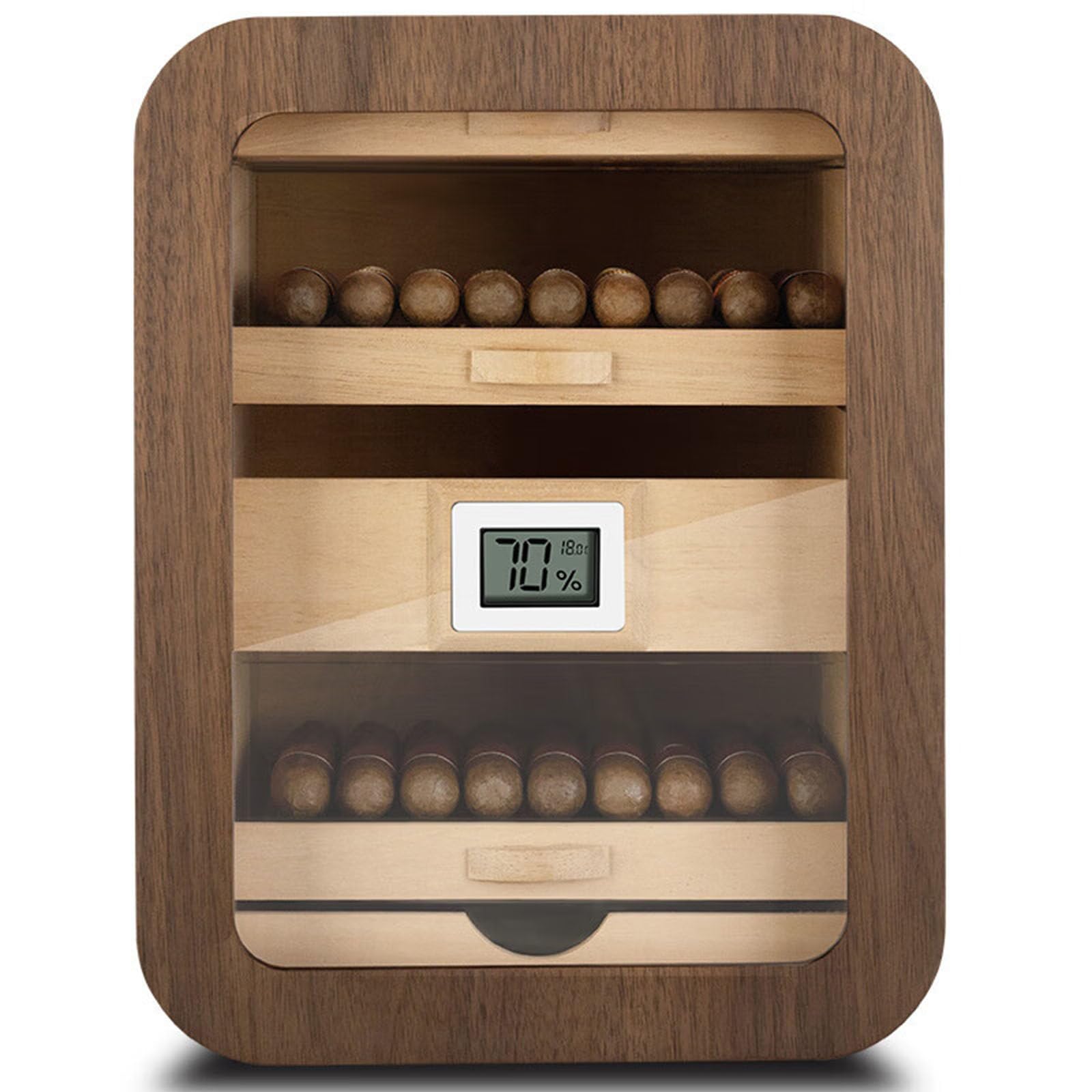 Zigarren Humidors Zedernholz mit digitalem Hygrometer, Schubladen & Luftbefeuchter, Kapazität für 110 Zigarren, ideal für Männer, Ehemann, Vater