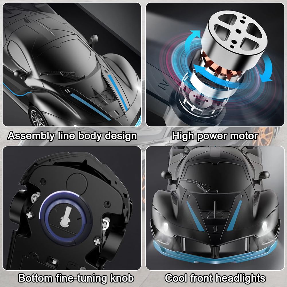 HATFRYF Remote Control Drift Cars, Black Remote Control Vehicle, Cool RC Drift Race Cars, Kids RC Drift Car - Image 3