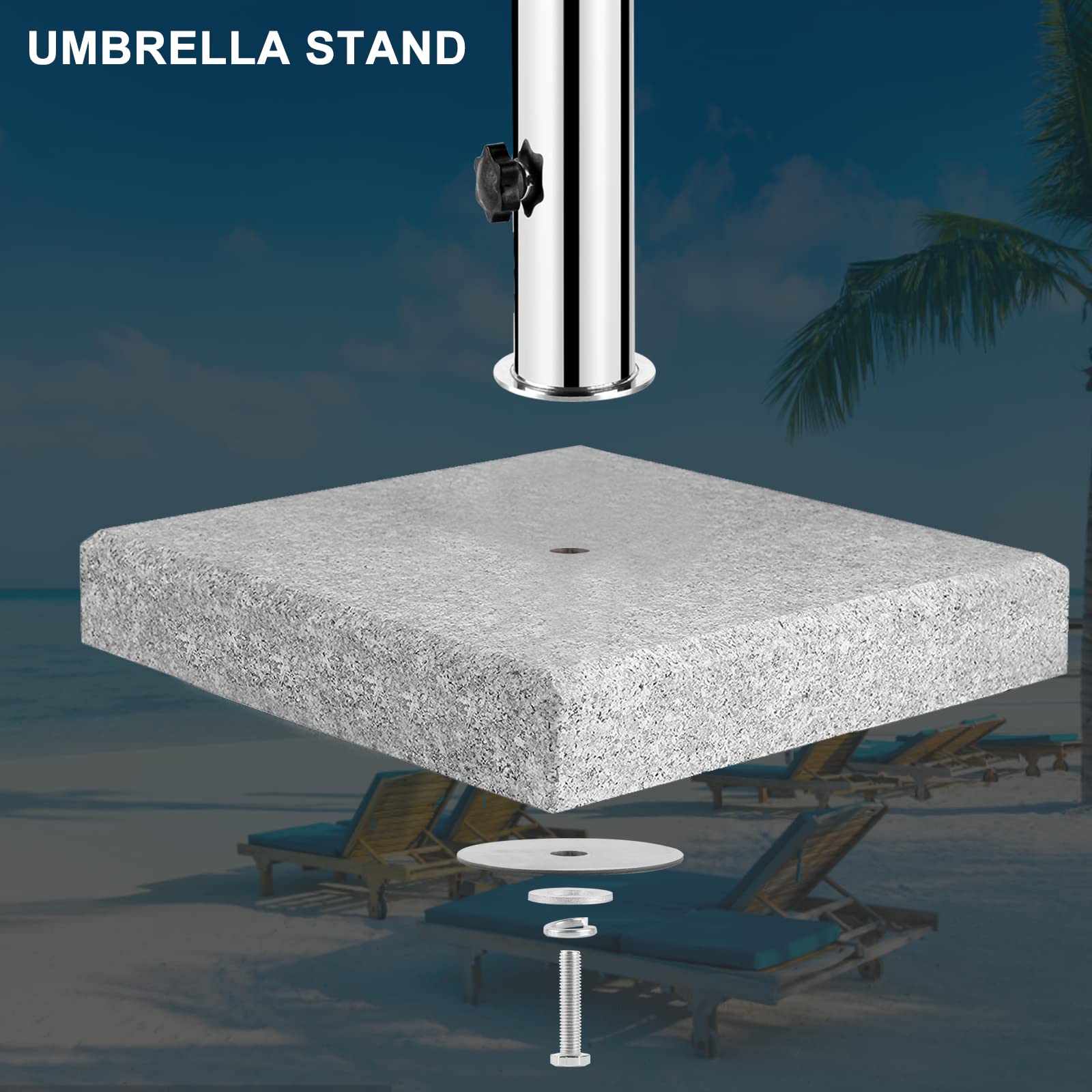 efuturetime Accessori per Supporto Ombrellone, Universale Tubo Parasole Ø 50mm con 2 Manicotto di Riduzione (Ø32/40mm) in Acciaio Inox