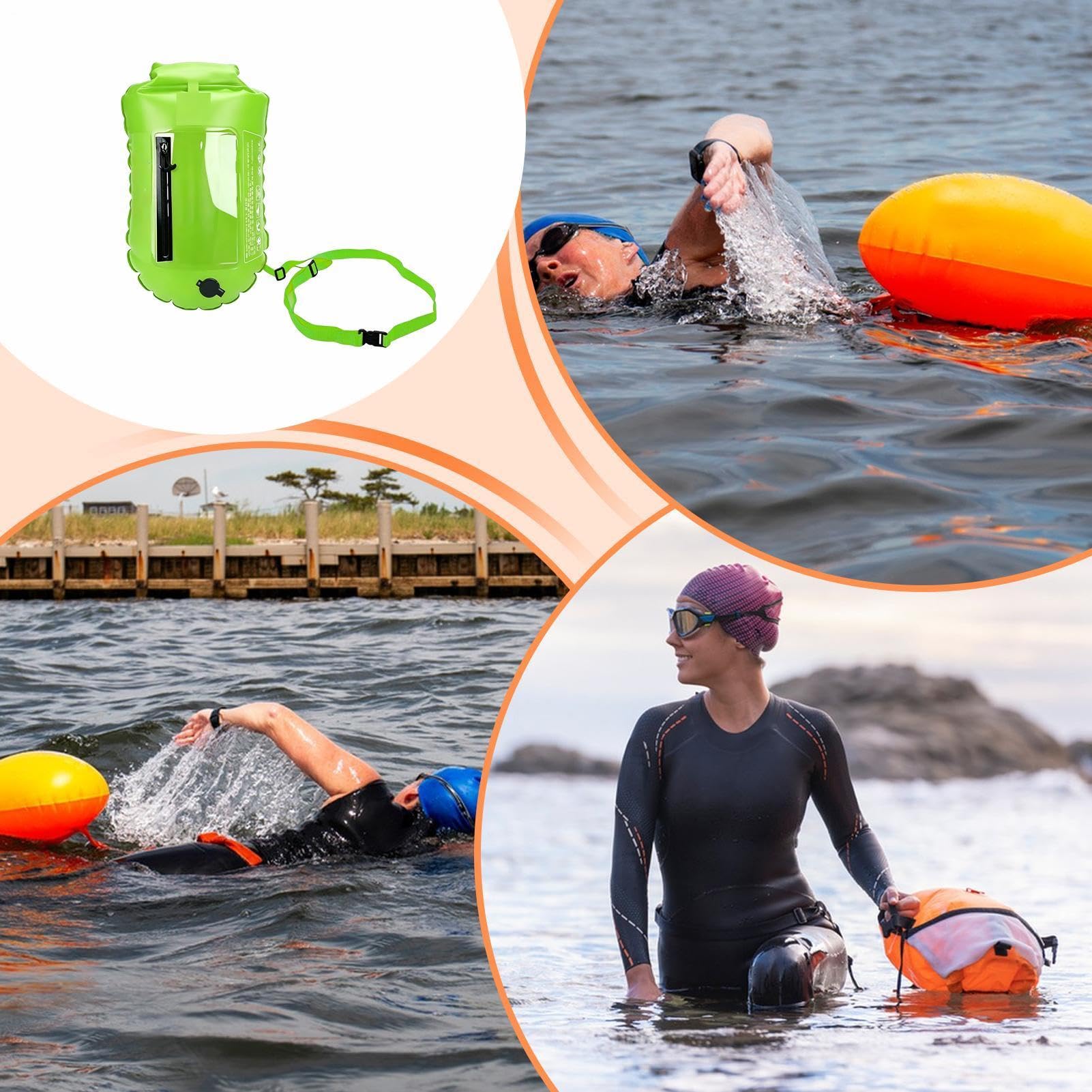 Boa da nuoto per acque libere, con touchscreen per telefono, galleggiante, galleggiante, per triatleti, kayaker, snorkeler, allenamento sul lago, corse all'aperto