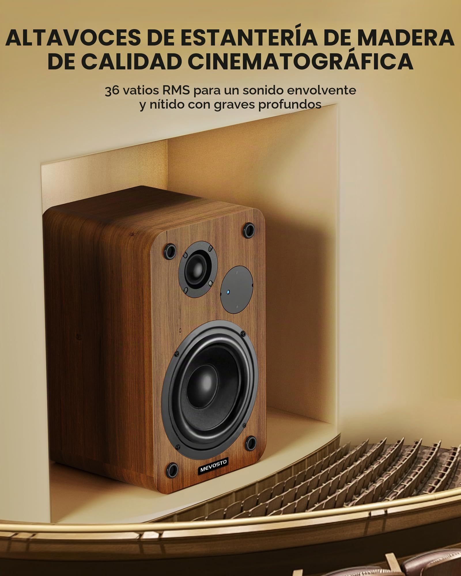 Altavoces Activos para estantería de 36 W RMS BT 5.4 inalámbrico con Altavoz de 5 Pulgadas, PC USB para Estudio de Graves y Agudos, Ajuste de Entrada