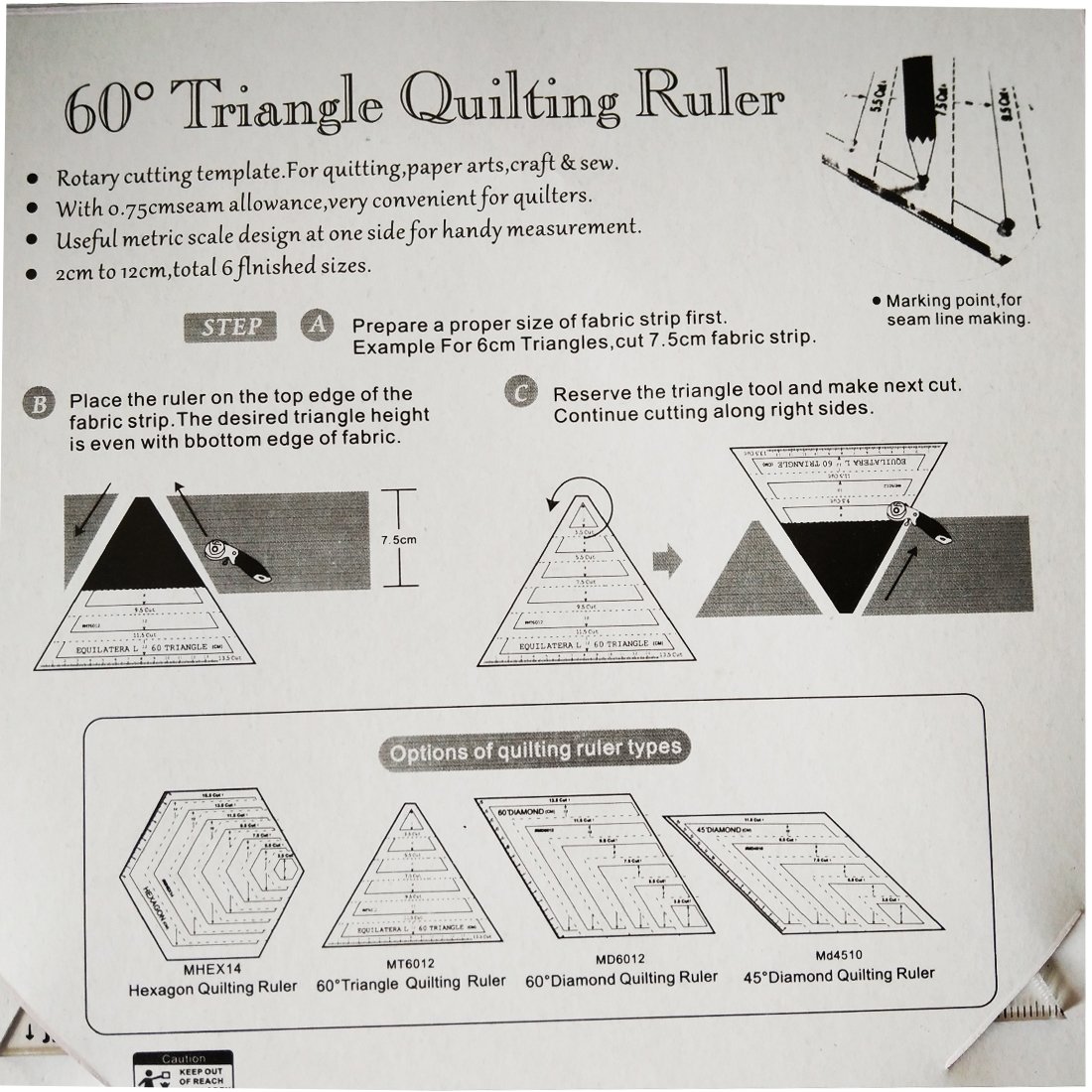 HONEYSEW Quilts Quilter's Ruler Hexagon Quilting Ruler Equilateral Traiangle Diamound (13.5cm Cut-Equilateral 60°Triangle)