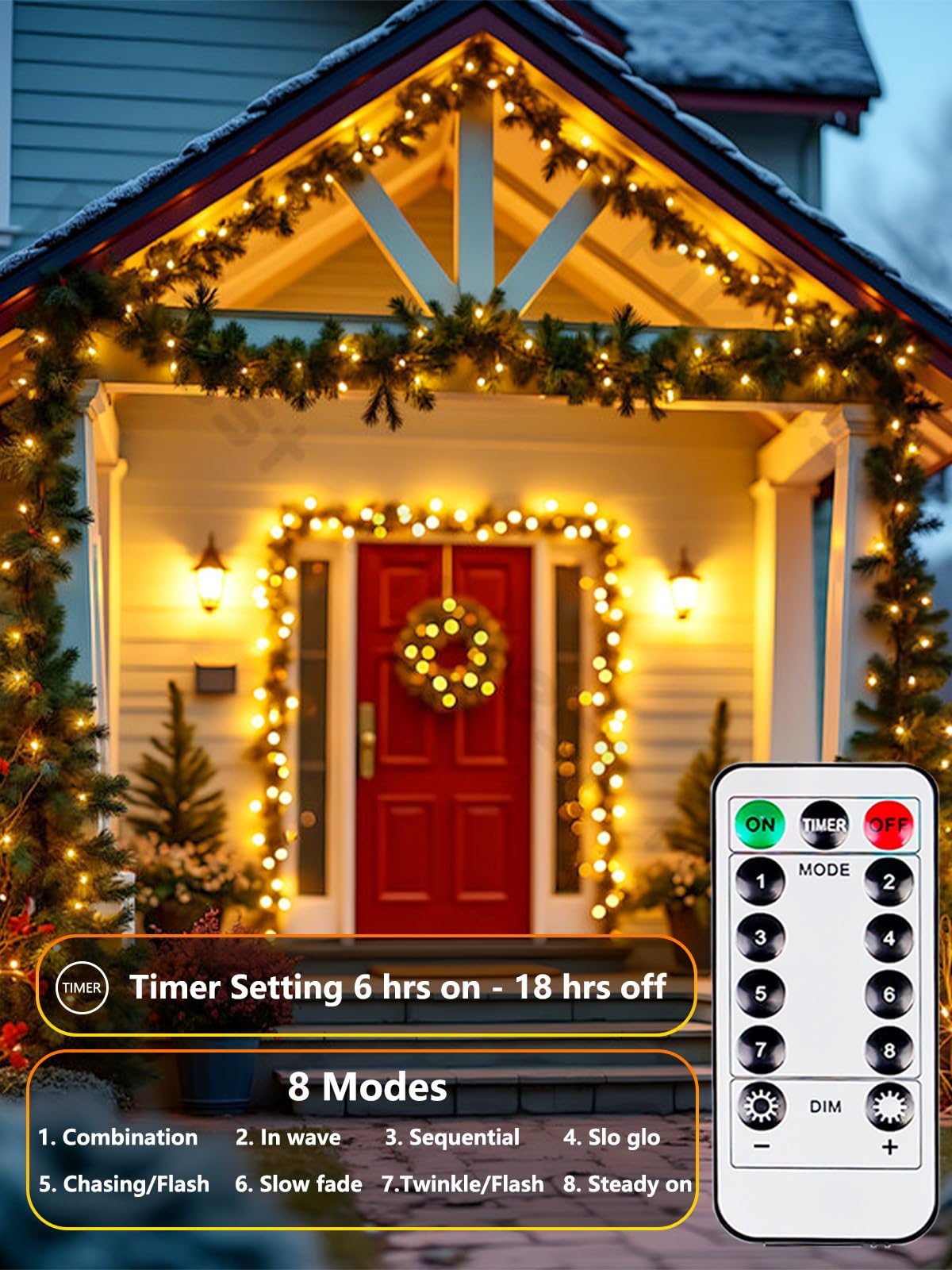 4-Pack 33FT 100 LED Fairy Lights Battery Operated with Remote & Timer, Waterproof String Lights Outdoor Indoor Bedroom Decor, 8 Mode Twinkle Lights for Girl Room Xmas Party Wedding Garden (Warm White)
