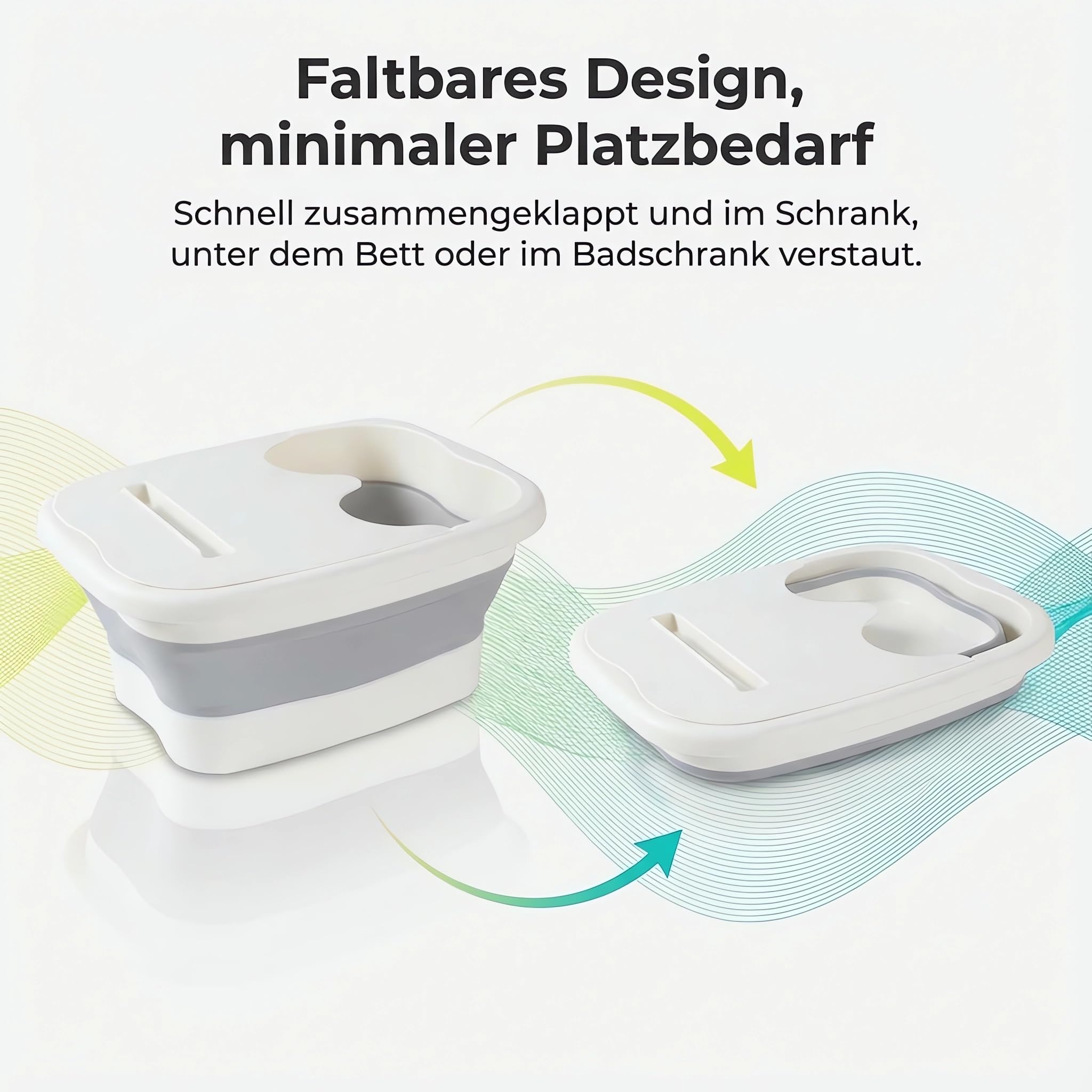 König Design faltbare Fußbadewanne mit Massagefläche, platzsparend & temperaturbeständig, 21 Liter – Grau