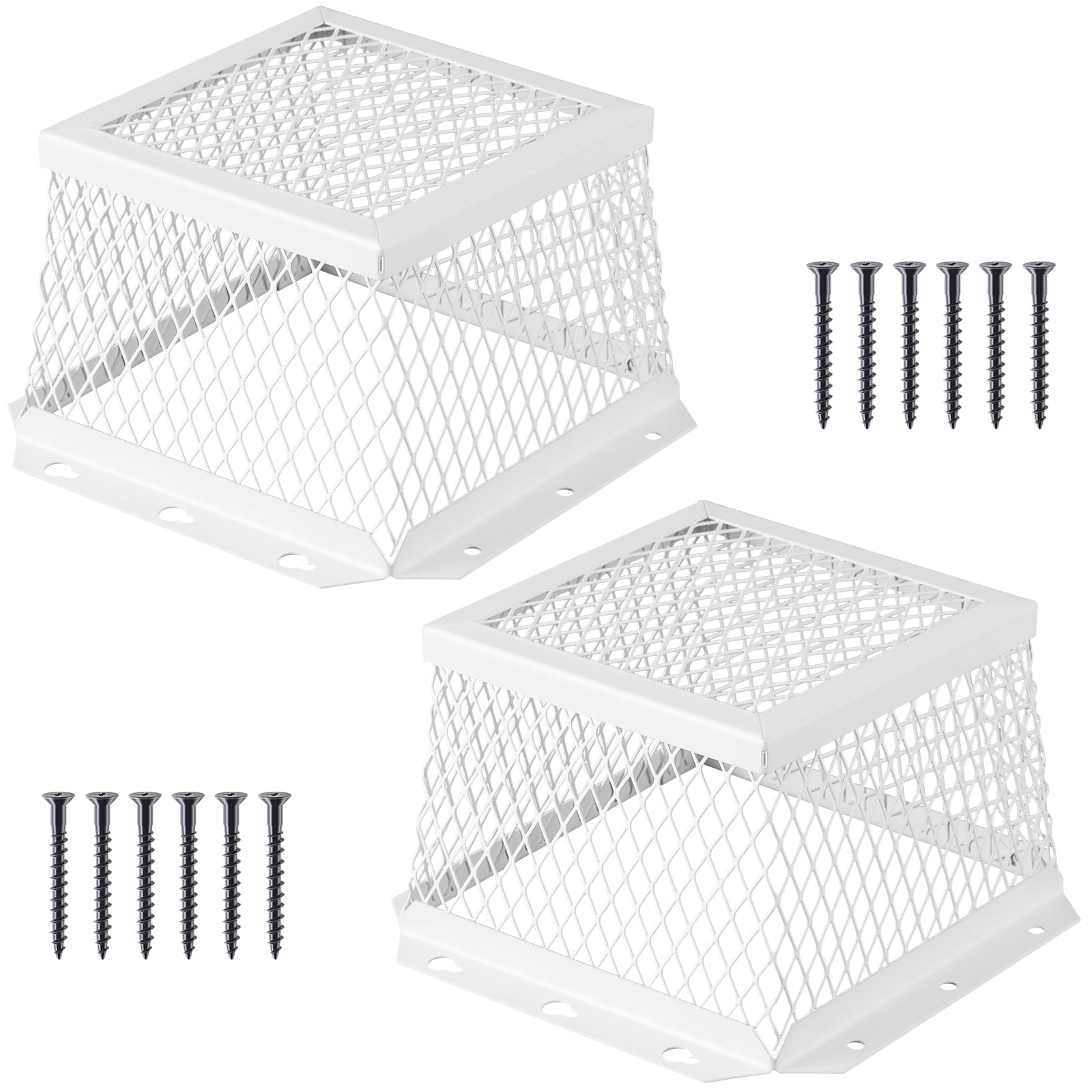 Pasimy 2 Pcs 7" L X 7" W X 5" H 3/8 Stainless Steel Vent Guard, White