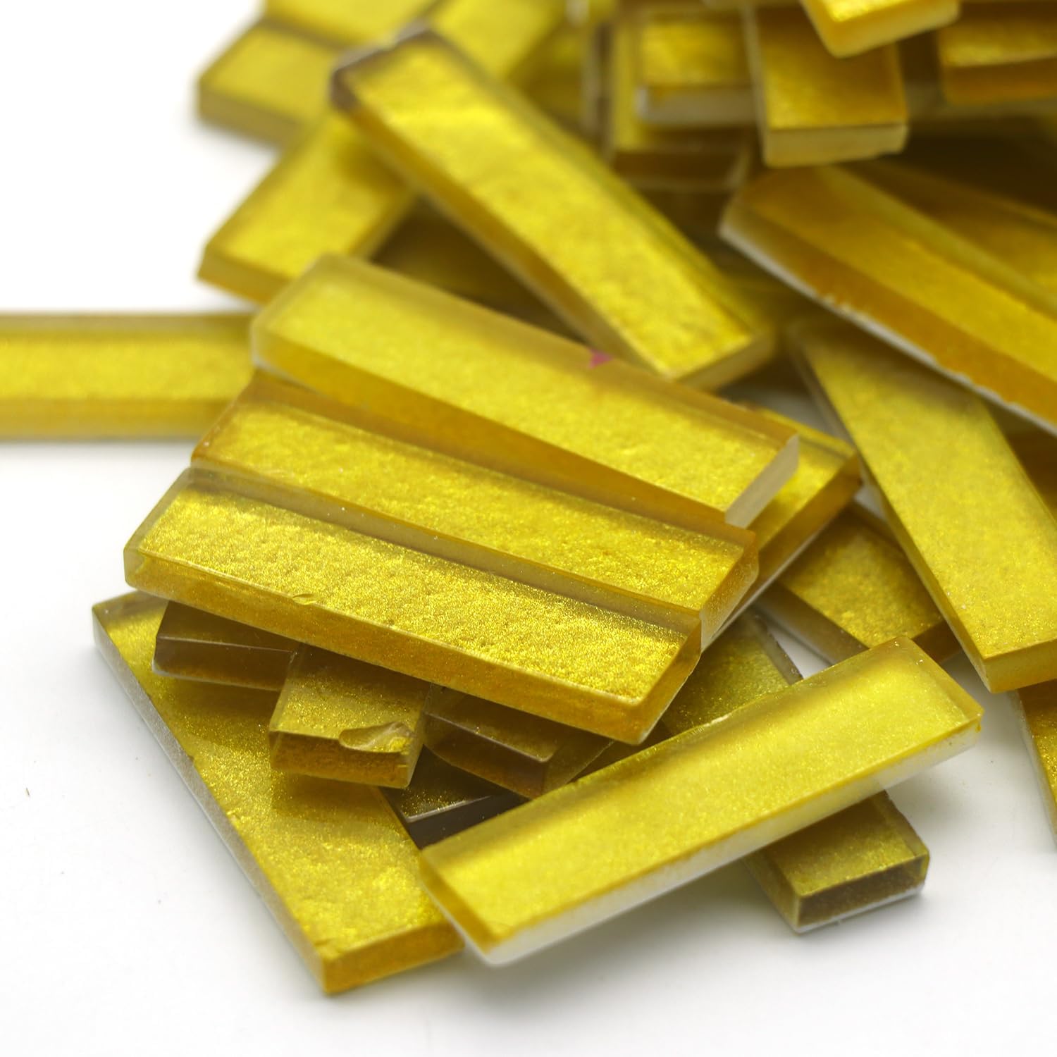 Super Gift Art Mosaic Tiles, 10x40mm Size Pipes, 4mm Thick, Glitter Yellow Color (Pack of 100Gms)-picture-20