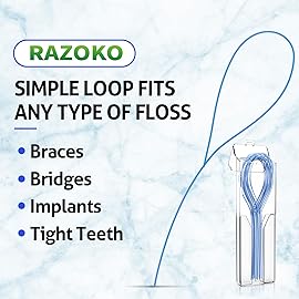 RAZOKO Floss Threaders | Dental Floss Threaders for Braces, Bridges, and Implants |210PCS (Pack of 3)