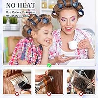 Vista 5 de Acejoz Rulos para el Cabello, 12 Piezas Rulos Grandes de Autoagarre para el Cabello con 12 Piezas Pinzas de Pico de Pato de Acero Inoxidable