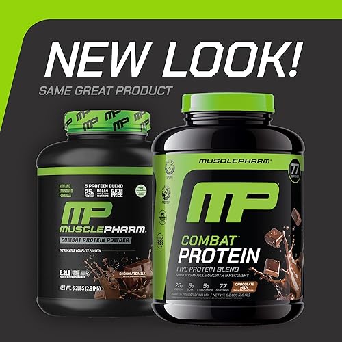 Miniatura 2 de MusclePharm - Proteína en polvo de combate, sabor a leche de chocolate, alimenta los músculos para entrenamientos productivos, 5 fuentes de