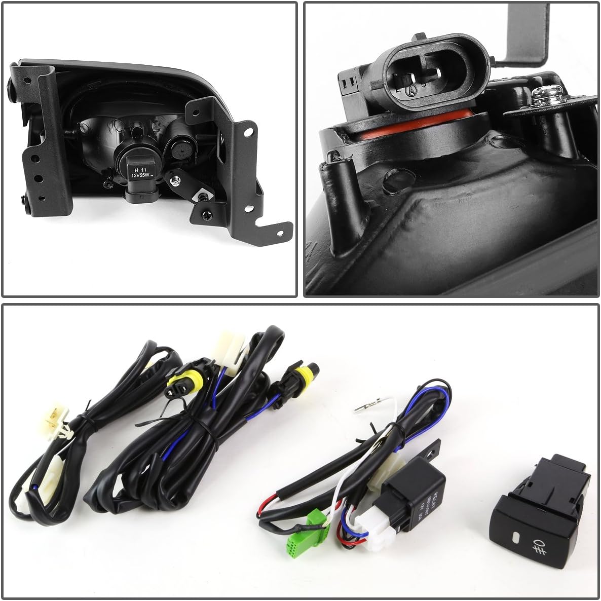DNA MOTORING FL-HC064-AM Front Bumper Fog Light Driver & Passenger Side Enhance visibility [Compatible with 06-08 Honda Civic 4-Dr Sedan]