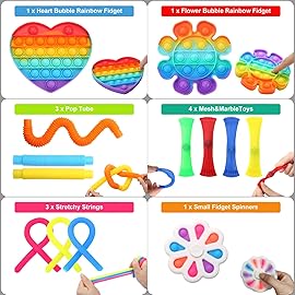Fidget Simple Fidget Pack, 35pcs Fidget Toys Set with Popping Fidget Sensory Toys for Kids and Adults Simple Fidget Stress Relief Kit Gift for Party Classroom Christmas Stocking